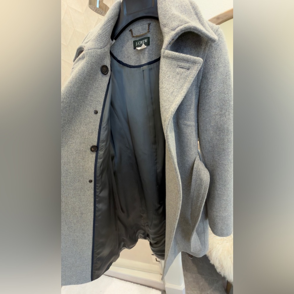 J. Crew Boulevard Wool Stadium-Cloth Trench Coat - Sz 0 - Picture 6 of 12